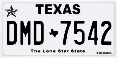 TX license plate DMD7542