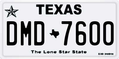 TX license plate DMD7600