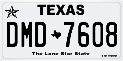 TX license plate DMD7608