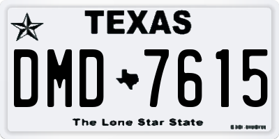TX license plate DMD7615