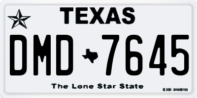 TX license plate DMD7645