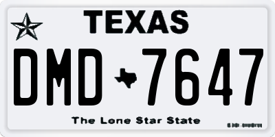 TX license plate DMD7647