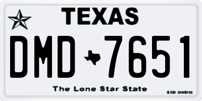 TX license plate DMD7651