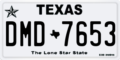 TX license plate DMD7653