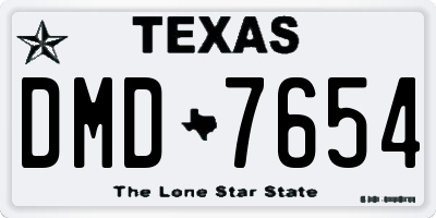 TX license plate DMD7654