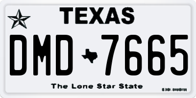TX license plate DMD7665