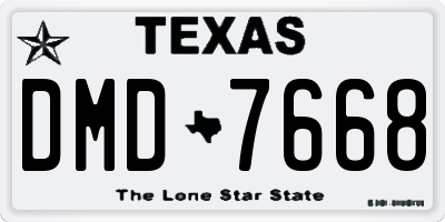 TX license plate DMD7668