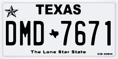 TX license plate DMD7671