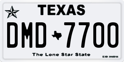 TX license plate DMD7700