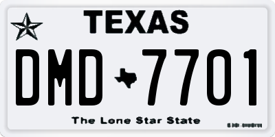 TX license plate DMD7701