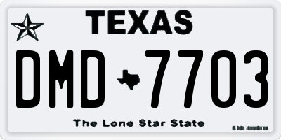 TX license plate DMD7703