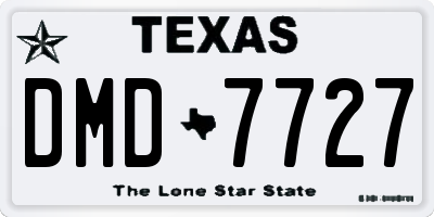 TX license plate DMD7727