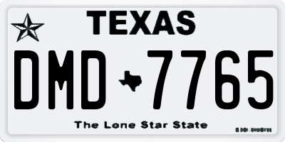 TX license plate DMD7765