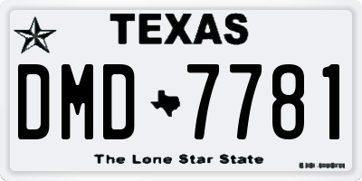 TX license plate DMD7781