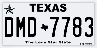 TX license plate DMD7783
