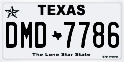TX license plate DMD7786