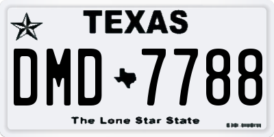 TX license plate DMD7788