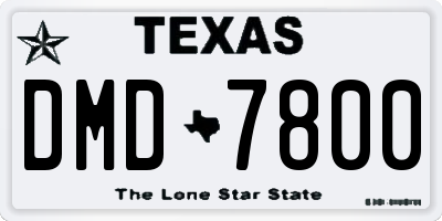 TX license plate DMD7800