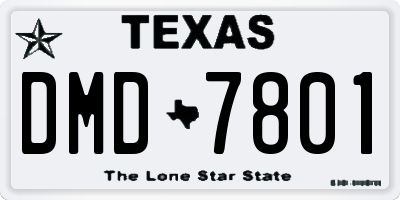 TX license plate DMD7801