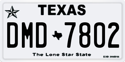 TX license plate DMD7802