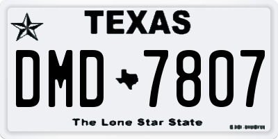 TX license plate DMD7807