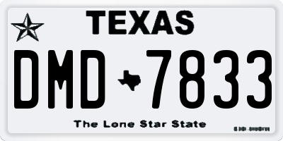 TX license plate DMD7833