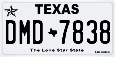TX license plate DMD7838