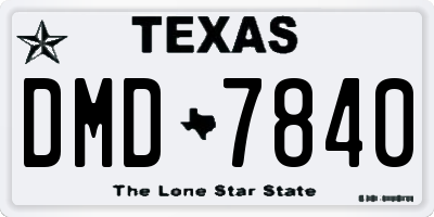 TX license plate DMD7840