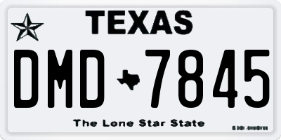 TX license plate DMD7845