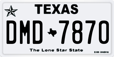 TX license plate DMD7870