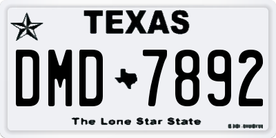 TX license plate DMD7892