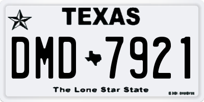 TX license plate DMD7921