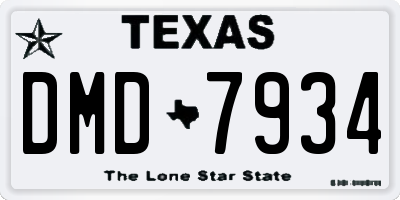 TX license plate DMD7934