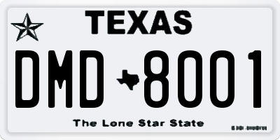 TX license plate DMD8001