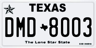 TX license plate DMD8003