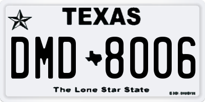 TX license plate DMD8006