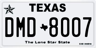 TX license plate DMD8007