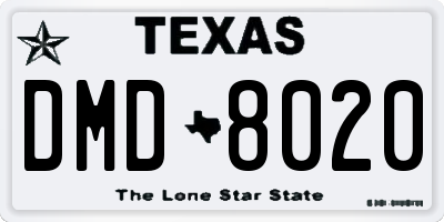 TX license plate DMD8020