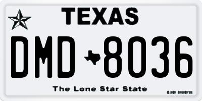 TX license plate DMD8036