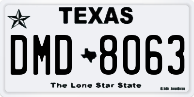 TX license plate DMD8063