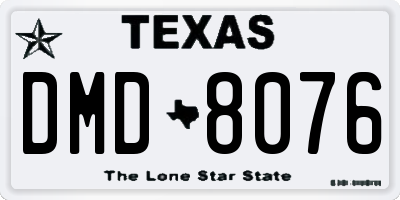 TX license plate DMD8076