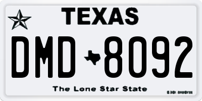 TX license plate DMD8092