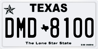 TX license plate DMD8100