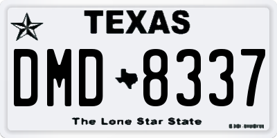 TX license plate DMD8337