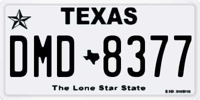 TX license plate DMD8377
