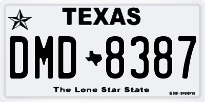 TX license plate DMD8387