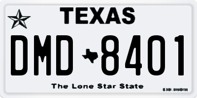 TX license plate DMD8401