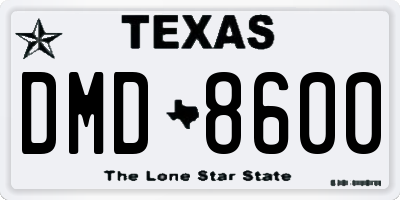TX license plate DMD8600