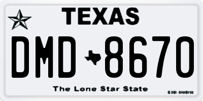 TX license plate DMD8670