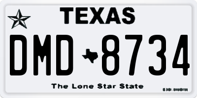 TX license plate DMD8734
